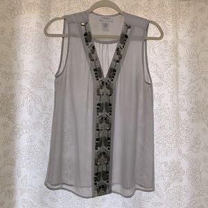 Women’s Gray Sheer Sleeveless Top, Size Medium